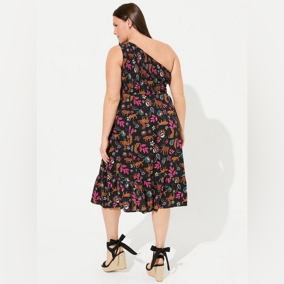 Torrid Midi Challis One-Shoulder Dress - Picture 2 of 10